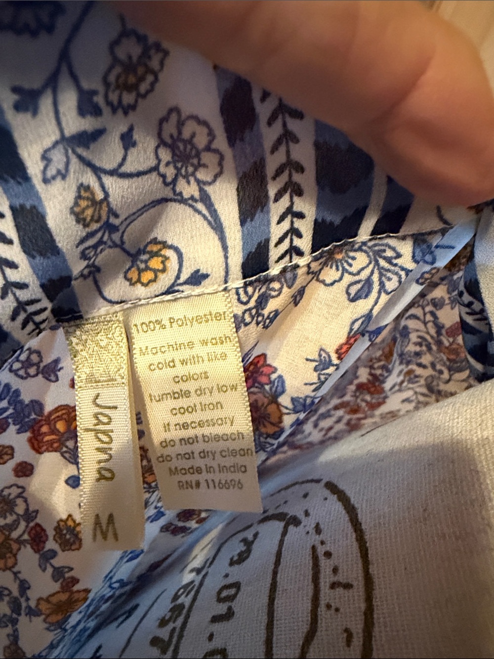 Japna Blue and White Floral Kimono Cape with Navy Trim - Picture 2 of 6